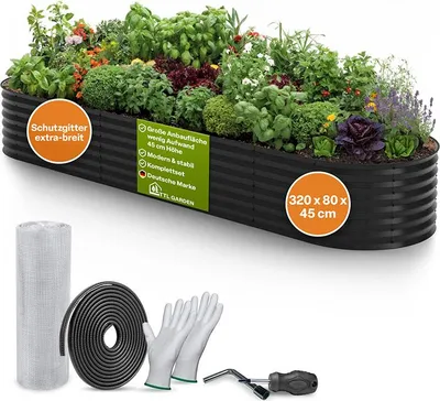 Produktbild von TTL GARDEN Hochbeet ELEGANCE XL 320x80x45cm Anthrazit – Metall oval verzinkt stabil & modern