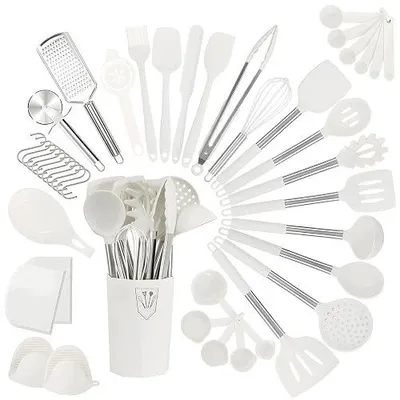 Zdjęcie produktu dla Zestaw przyborów kuchennych silikonowych 15 szt drewniany uchwyt dla mamy