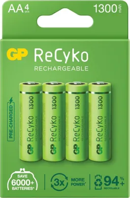 Immagine prodotto di 4x AA / R6 wiederaufladbare Batterien GP ReCyko 1300 Serie Ni-MH 1300mAh