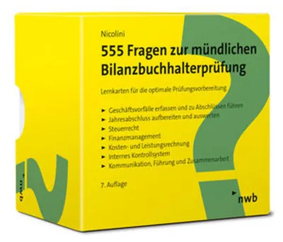 Produktbild von 555 Fragen zur mündlichen Bilanzbuchhalterprüfung