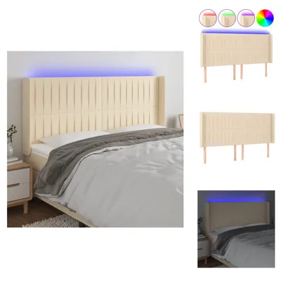 Produktbild von vidaXL LED Kopfteil Creme 183x16x118/128 cm Stoff -  Kopf- & Fußenden