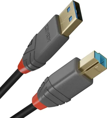 Produktbild von Lindy 36742, 2 m, USB A, USB B, USB 3.2 Gen 1 (3.1 Gen 1), 5 Gbit/s, Schwarz, Grau