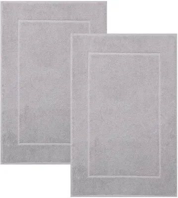Produktbild von Ibenzoa® Badematten 2er-Set 50 x 70 cm – 100% Baumwolle, 650 g/m², weiche & saugfähige Badmatten, silbergrau, waschbar 60°C, trocknergeeignet