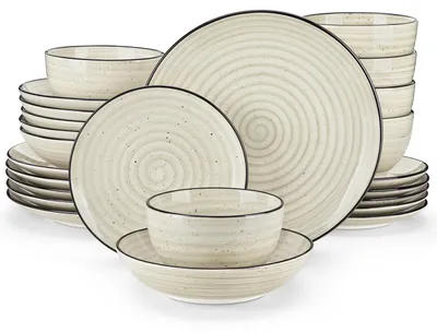 Produktbild von Keramik-Geschirrset - 24-teilig - Für 6 Personen - Beige - Umweltfreundlich