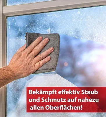 Produktbild von Famanu Microfaser Reinigungstücher Set - 12 Stück, streifenfrei, 30 x 30 cm (grau)
