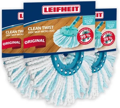 Produktbild von Leifheit Ersatzkopf Wischmop CLEAN TWIST Disc Mop Ergo micro duo 3er Set