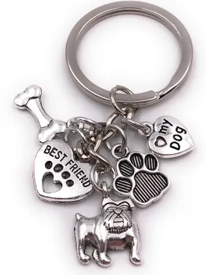 Immagine prodotto di Onwomania portachiavi osso cane zampa migliore amico amore mio cane argento ciondolo portachiavi
