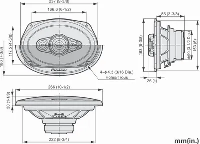Produktbild von Pioneer TS-A6991F, 5-Wege, 700 W, 120 W, 4 Ohm, 92 dB, 839 g