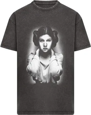 Image de T-shirt pour homme Mr. Tee Star Wars Princess Leia Picture Acid Wash Heavy Oversize Tee noir - 4XL