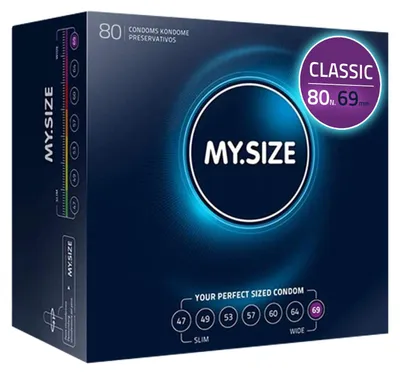 Immagine prodotto di MY.SIZE Preservativi classici misura 7 | 69 mm di larghezza | 80 pezzi confezione mega | preservativi premium extra sottili | preservativi fedeli al tatto | 0,07 mm di spessore della parete
