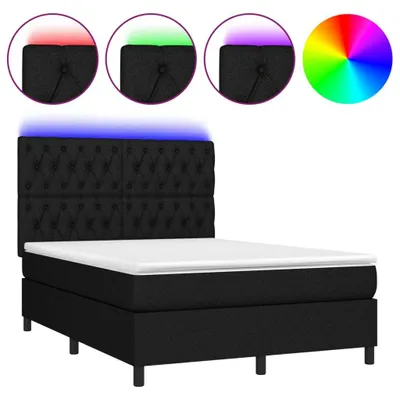 Produktbild von vidaXL Boxspringbett mit Matratze & LED Schwarz 140x200 cm Stoff