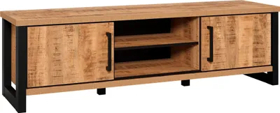 Produktbild von trendteam Wohnen Enna TV-Lowboard, Mango Nachbildung/Schwarz, B/H/T ca. 166/50/45 cm