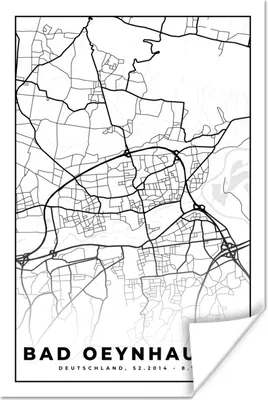 Produktbild von MuchoWow® Poster Bad Oeynhausen - Karte - Stadtplan 120x180 cm - Kunstposter