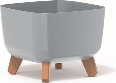 Immagine prodotto di Prosperplast Gracia Fioriera quadrata con gambe rimovibili incl. inserto per uso interno ed esterno Fioriera quadrata in plastica resistente ai raggi UV 39x39x27cm Grigio chiaro