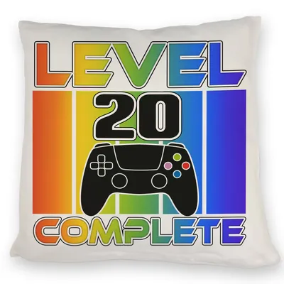 Produktbild von 20. Geburtstag Gamer Kissen mit Spruch Level 20 complete