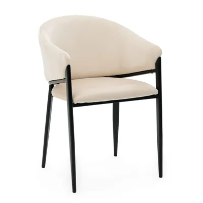 Obrázek produktu pro NEW HOME Židle GLAMOUR do jídelny, čalouněná židle do obývacího pokoje z velurové látky s područkami – béžová – moderní nábytek