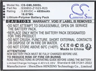 Image de Batterie compatible avec Gigaset GS5, Gigaset GS5 Lite, Gigaset Senior, remplace V30145-K1310-X478, 3,85 V 4850 mAh