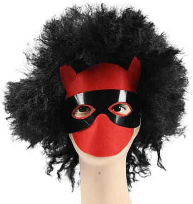 Produktbild von Halloween Set Schwarze Perücke & Maske - Geheimnisvoller Look - Für Fasching & Party