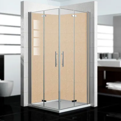 Produktbild von dedeco Eck-Duschrückwände Aluminium Aluminium wasserfest Motiv: Holz V9, 2 x 90x210x0,3cm, Fliesenersatz fugenlos Wandverkleidung Wandpaneele,  Germany
