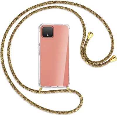 Produktbild von Handykette Backcover-Schutzhülle mit Band (Metall goldfarben) für Google Pixel 4 XL - braun+beige