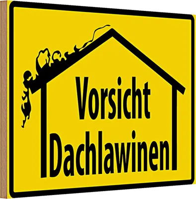 Produktbild von Holzschild Warnschild 30x20cm Vorsicht Dachlawinen