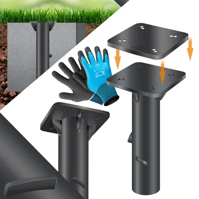 Produktbild von KESSER® Metall Universal Bodenplatte Sonnenschirmständer für Sonnenschirm - Ampelschirm - Kurbelschirm | Bodenanker, Inkl. Handschuhe  | 16 x 16 cm
