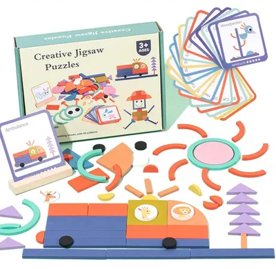 Immagine prodotto di Puzzle in legno Montessori, adatto a bambini dai 4 anni, gioco di abbinamento di forme, puzzle educativo per bambini, regalo per ragazzi e ragazze