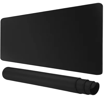 Produktbild von Gaming Mauspad mit genähten Kanten, rutschfest, glatte Tischunterlage, schwarz, 600 x 300 mm