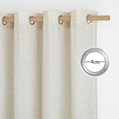 Produktbild von Famanu Vorhangset mit Ösen, halbtransparent, 2 Stück, H 220 x B 140 cm, Leinenoptik, Landhausstil
