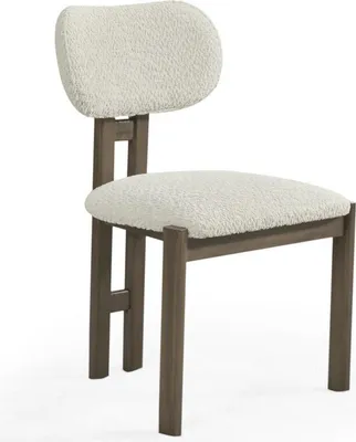 Productafbeelding van Witte gestoffeerde stoelen, design eetkamerstoelen, design meubels voor de eetkamer, houten frame