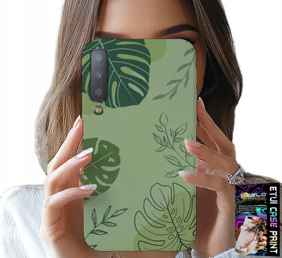 Obrázok produktu pre Puzdro Pre Samsung A7 2018 - Zadné Puzdro So Zelenými Listami A Kvetinovými Vzormi
