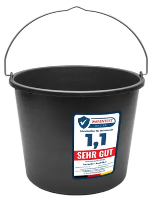 Produktbild von Garronda Baueimer 16 L – robuster Mörteleimer aus recyceltem Kunststoff mit Metallhenkel, stabiler Putzeimer und Maurerkübel für Baustelle, Garten und Haushalt GD-0168