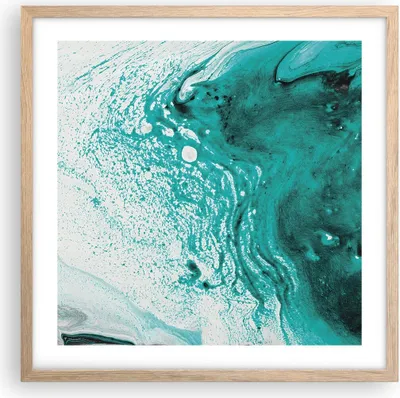 Produktbild von Gerahmtes Poster - Rahmen in heller Eiche - Abstraktion Türkis Flüssigkeit - 50x50 cm - Wand Bild - Wanddeko - Wandbilder - Kunstposter - Wandposter - Bilderrahmen - Bilder - P2NAC50x50-4572