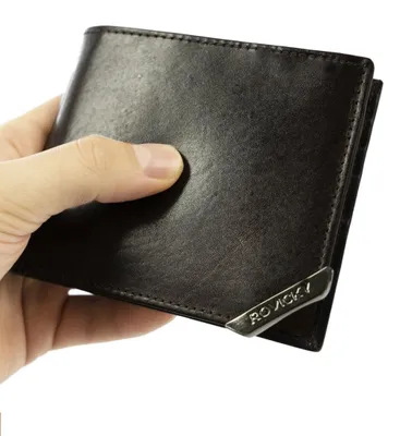 Imagen del producto de Billetera de cuero natural color marrón para hombre, marca Rovicky, con protección RFID, de 11,5 x 9,5 cm