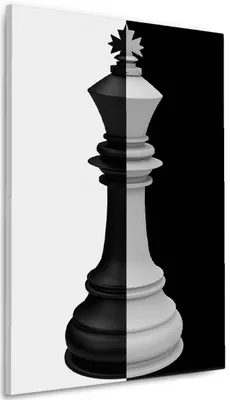 Produktbild von Wallario Premium Leinwandbild Schachfigur schwarz-weiß in Größe 60 x 90 cm