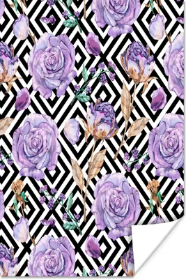 Produktbild von MuchoWow® Poster Blumen - Rosen - Lila 40x60 cm - Plakate für die Wand - Poster Babyzimmer