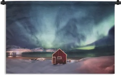 Produktbild von MuchoWow® Wandteppich Wandbehang Nordlichter - Himmel - Nacht 60x40 cm Tapisserie Dekoration Wandtuch - Wanddekorationen
