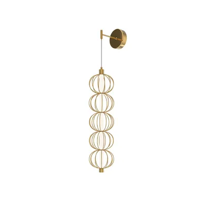 Immagine prodotto di Applique LED in metallo H: 218,8 cm in oro 3000 K bianco caldo 1100 lm Moderno paralume in filo metallico