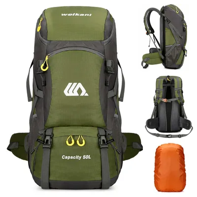 Productafbeelding van Wandelrugzak 50 l, waterdicht, met regenhoes, voor kamperen