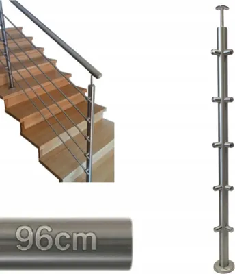 Produktbild von Geländerpfosten - Edelstahl - 96 x 4,24 cm - Eckpfosten - 5 Axialgriffe - Winkelverstellung - Nach Innen und Außen - Treppengeländer