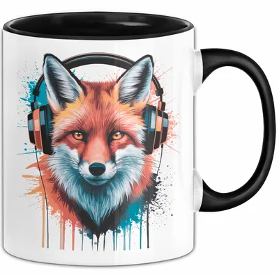 Produktbild von Fuchs Tierliebhaber Tasse Geschenk Lustige Geschenkidee Spruch (Schwarz)