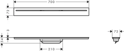 Produktbild von hansgrohe AXOR Drain Fertigset Durschrinne, 700mm, 42520310