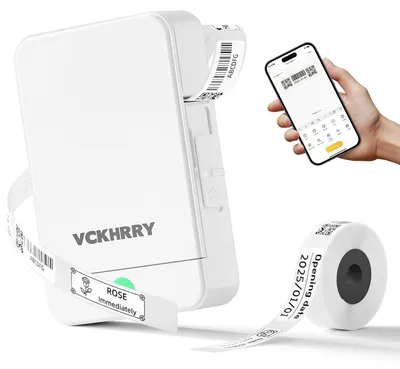 Zdjęcie produktu dla VCKHRRY Drukarka etykiet Bluetooth termotransferowa biała