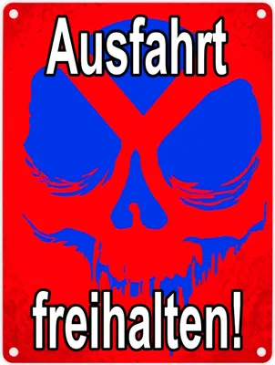 Produktbild von Metallschild in 15x20 cm Ausfahrt freihalten! - mit Totenkopf Halteverbot