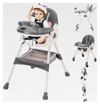 Produktbild von 3-in-1 Hochstuhl für Babys mit Spielbügel, verstellbar und klappbar, Babystuhl mit Liegefunktion, Kombihochstuhl ab 6 Monaten, Grau