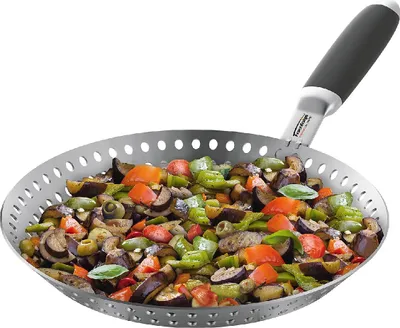 Produktbild von Feuerdesign Silver Grey Edelstahl Grillpfanne mit abnehmbarem Grillgriff