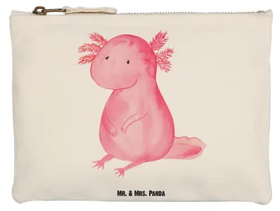 Produktbild von Mr. & Mrs. Panda kosmetiktäschchen Axolotl Niedlich Grösse XL Große - Weiß - Geschenk, Lebensweisheit, Kosmetiktasche, Federmappe, Weisheit, Mäppchen, Make-Up Tasche