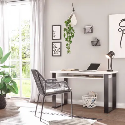 Produktbild von Schreibtisch SHELTON-61 in Pinie weiß Nb. mit anthrazit, B/H/T: ca. 125/76/60 cm