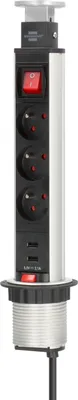 Zdjęcie produktu dla brennenstuhl Listwa zasilająca kolumnowa do biurka Tower Power 3 gniazda + 2xUSB 2m; 1396201013