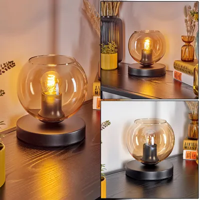 Produktbild von Cesaro Tischlampe aus Metall/Glas in Schwarz/Bernsteinfarben